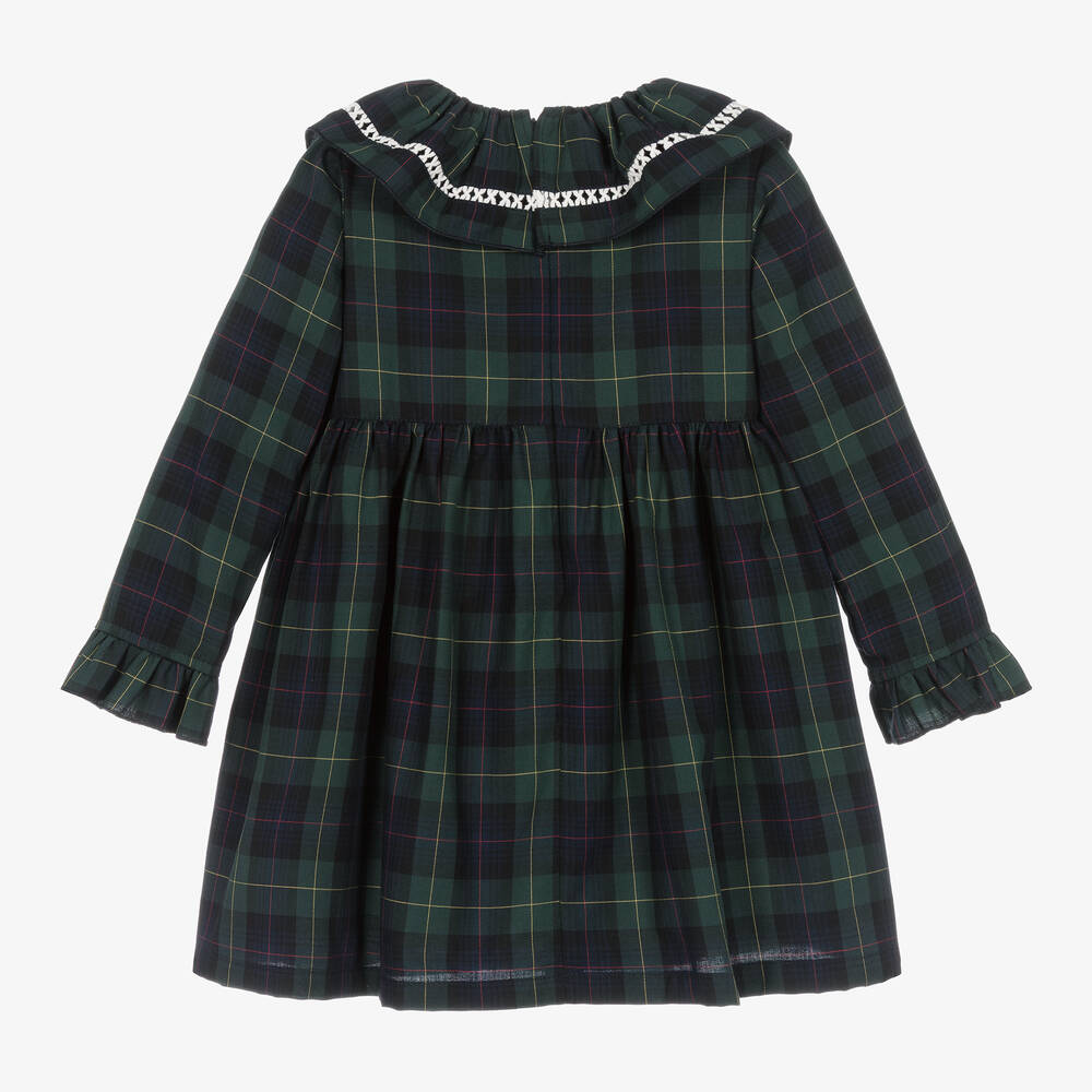 Phi Clothing-Girls Green Cotton Tartan Dress | Childrensalon Outlet