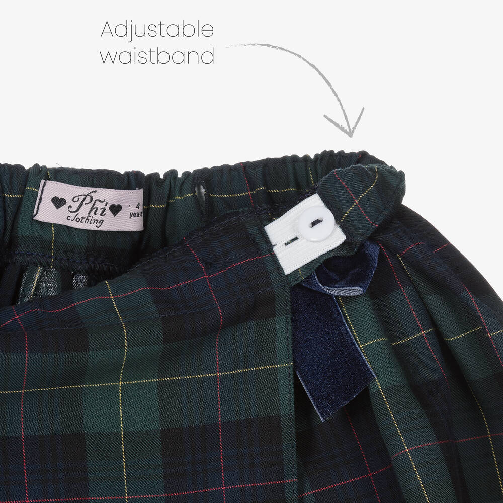 Phi Clothing-Girls Green Cotton Tartan Pinafore Dress | Childrensalon Outlet