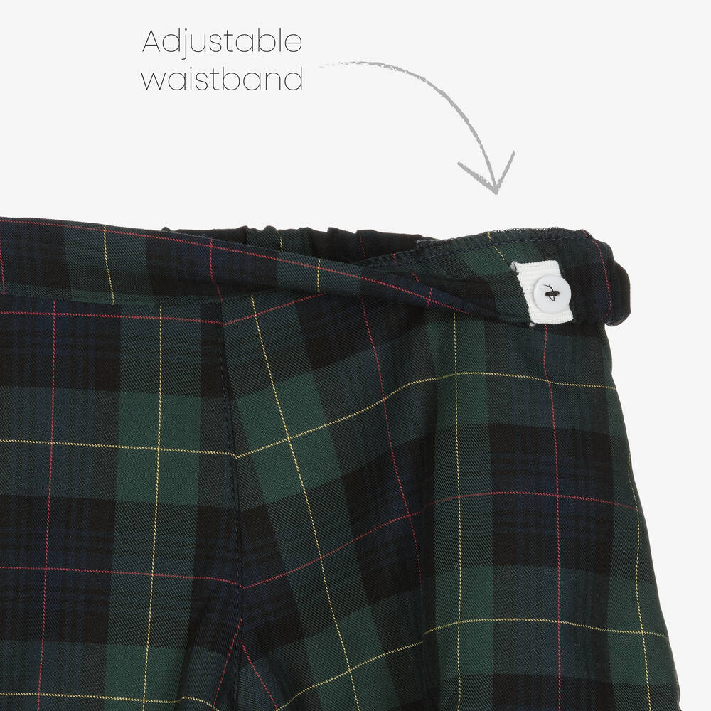 Phi Clothing-Girls Green Cotton Tartan Shorts | Childrensalon Outlet