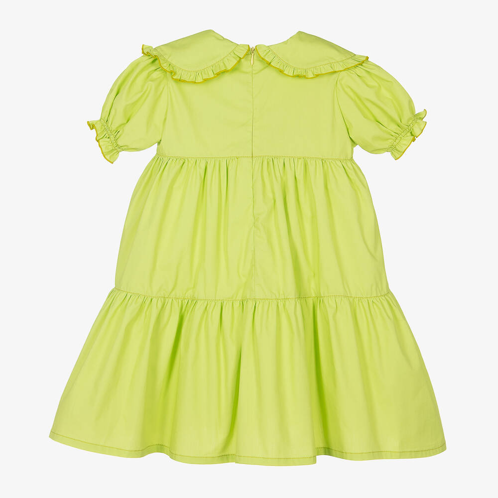 Phi Clothing-Girls Green Cotton Tiered Dress | Childrensalon Outlet