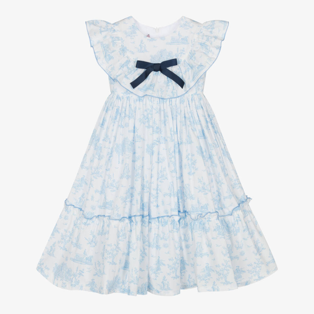 Phi Clothing-فستان عاجي وأزرق للبنات | Childrensalon Outlet