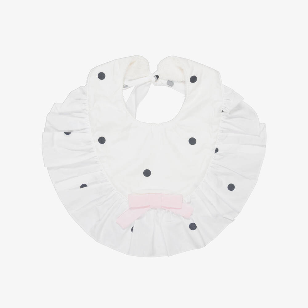 Phi Clothing-Girls Ivory & Black Polka Dot Cotton Bib | Childrensalon Outlet