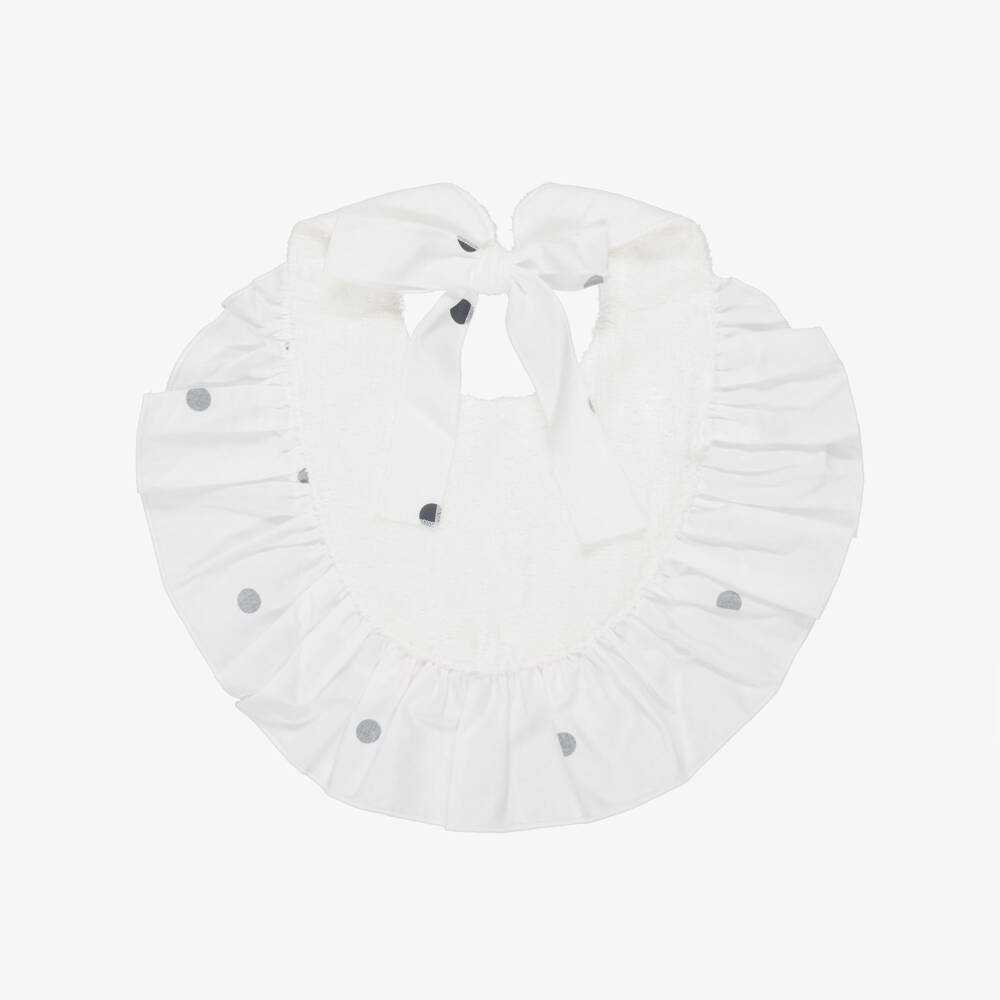 Phi Clothing-Girls Ivory & Black Polka Dot Cotton Bib | Childrensalon Outlet