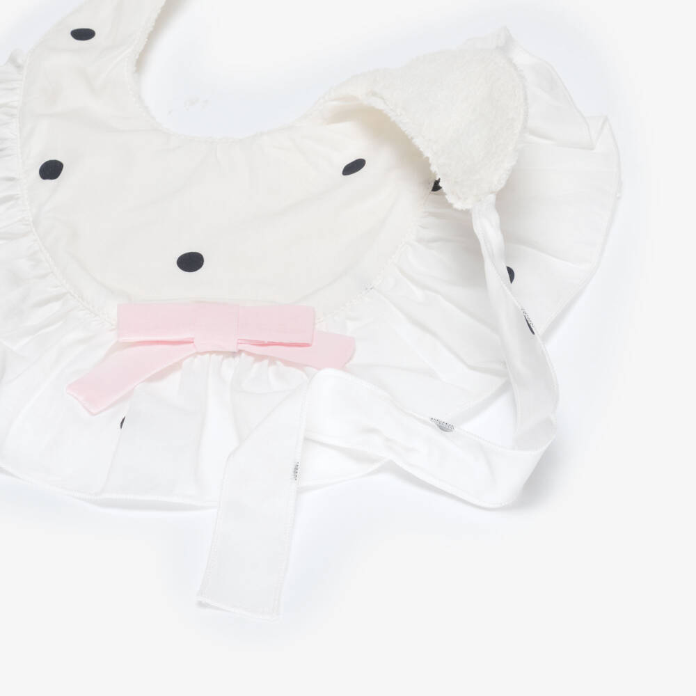 Phi Clothing-Girls Ivory & Black Polka Dot Cotton Bib | Childrensalon Outlet