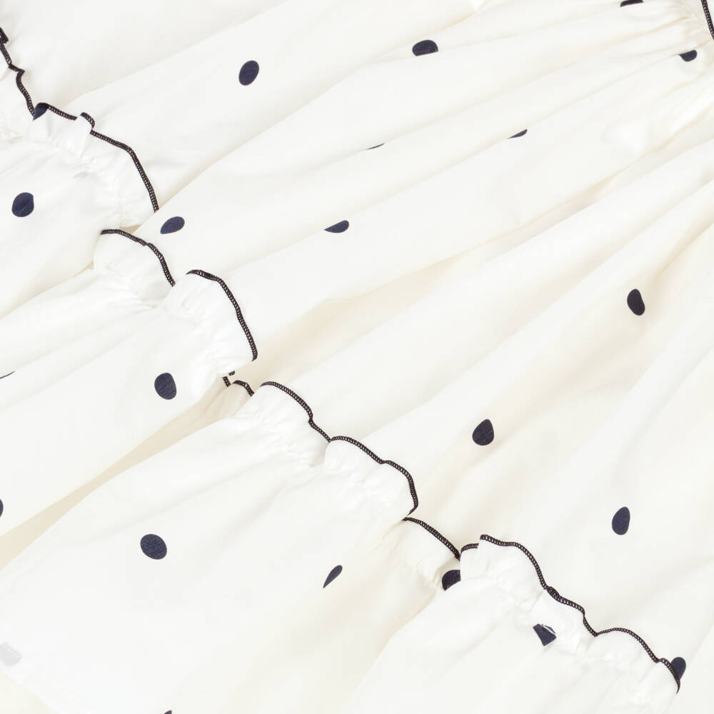 Phi Clothing-Girls Ivory & Black Polka Dot Cotton Dress | Childrensalon Outlet