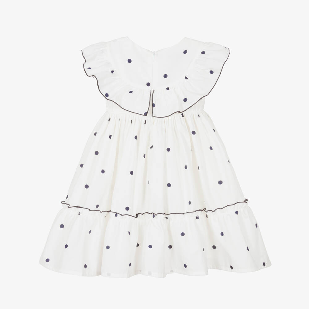 Phi Clothing-Girls Ivory & Black Polka Dot Cotton Dress | Childrensalon Outlet