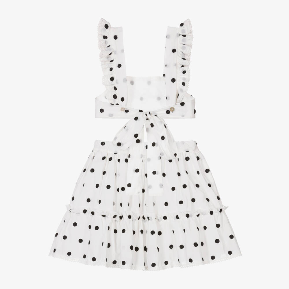 Phi Clothing-Кремовый топ и юбка в горох для девочек | Childrensalon Outlet