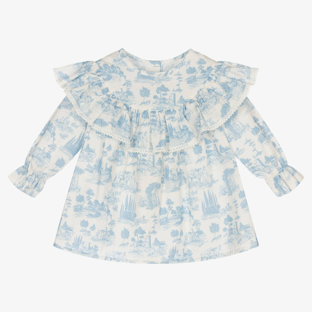 Phi Clothing - Bluse in Elfenbein und Blau (M) | Childrensalon