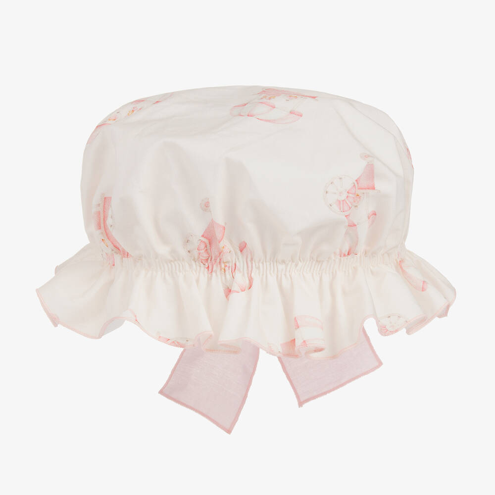 Phi Clothing-Girls Ivory Cart Print Cotton Mop Hat | Childrensalon Outlet