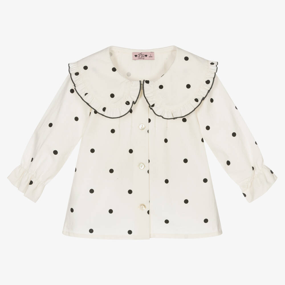 Phi Clothing - Кремовая хлопковая блузка для девочек | Childrensalon