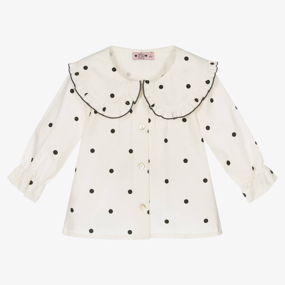 Phi Clothing - Girls Ivory Cotton Blouse | Childrensalon