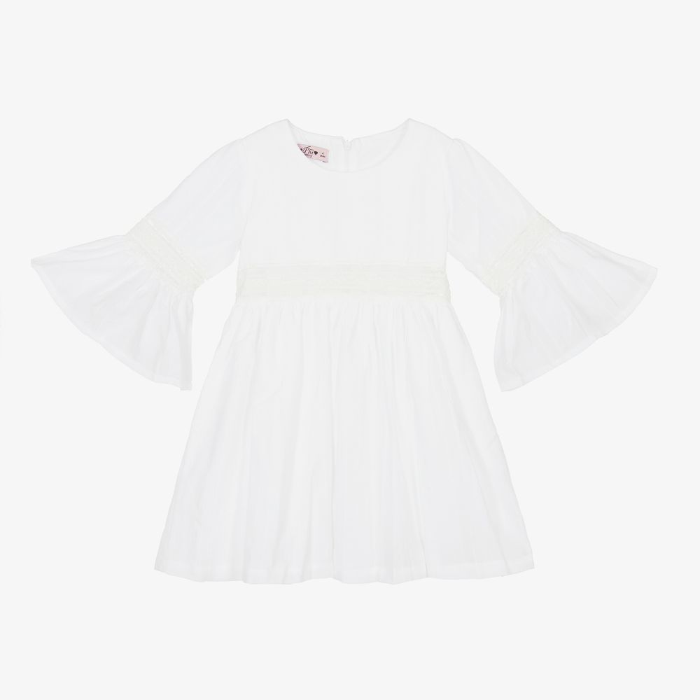 Phi Clothing - Girls Ivory Cotton Dress | Childrensalon