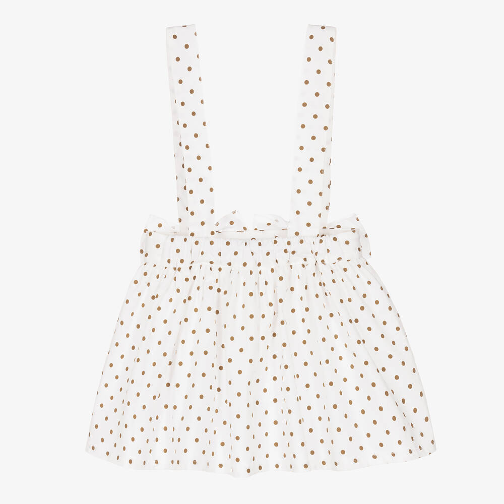 في كلودينغ-تنورة قطن بوبلين لون عاجي منقط | Childrensalon Outlet