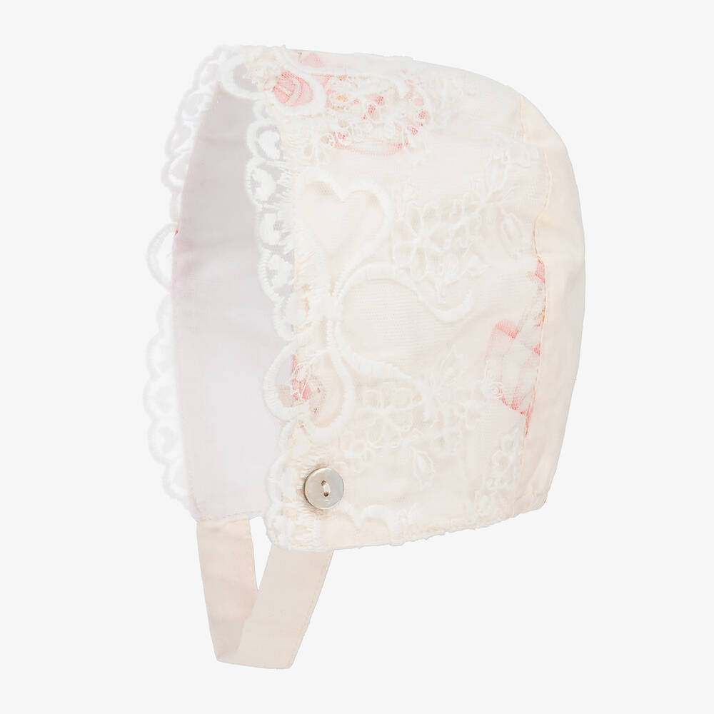 Phi Clothing-Girls Ivory Embroidered Cotton Bonnet | Childrensalon Outlet