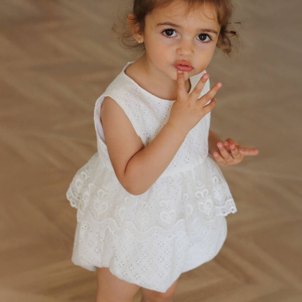Phi Clothing-Girls Ivory Embroidered Lace Shortie | Childrensalon Outlet