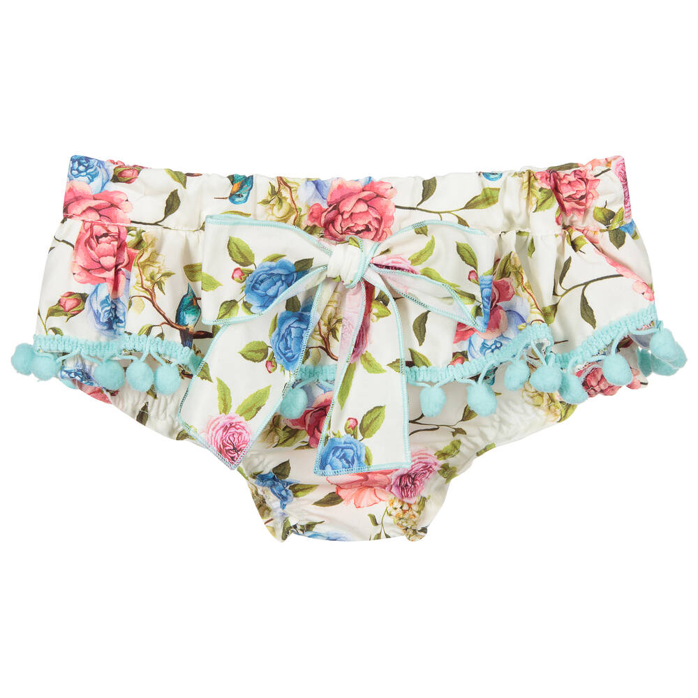 في كلودينغ-شورت بلومرز قطن لون عاجي بطبعة ورود للبنات | Childrensalon Outlet