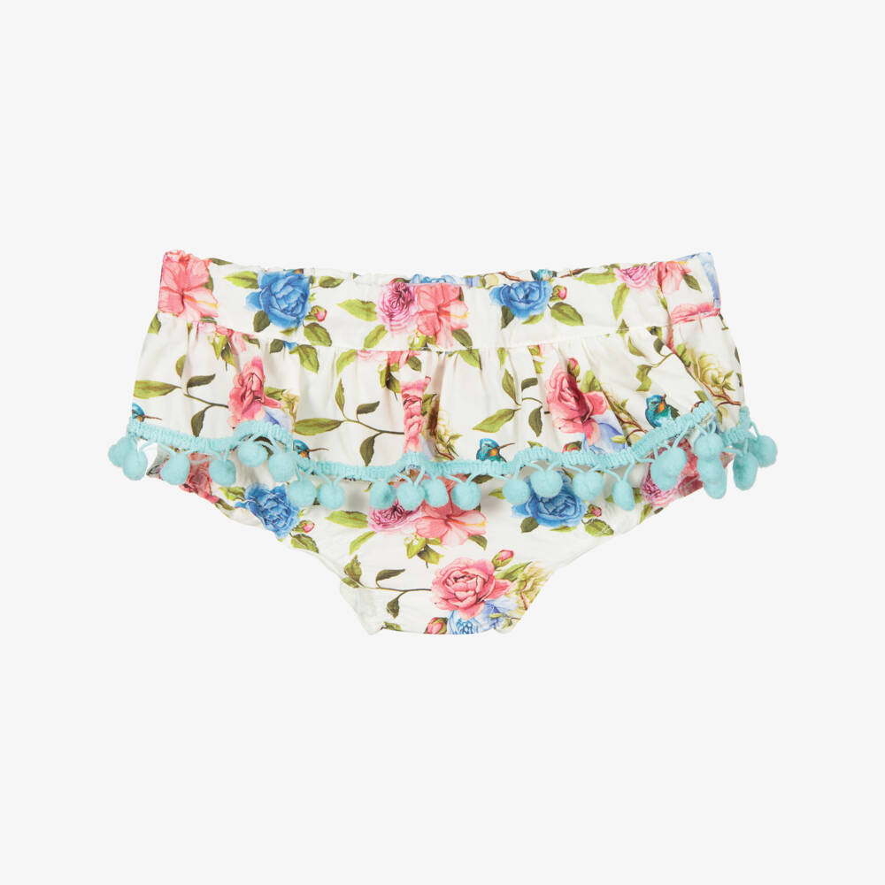 Phi Clothing-Кремовые хлопковые шортики на подгузник в цветочек | Childrensalon Outlet