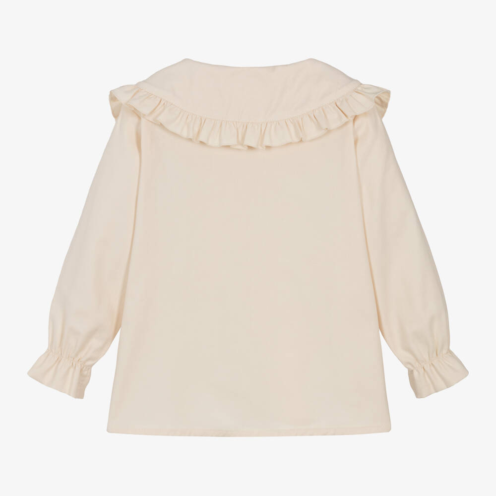 Phi Clothing-Girls Ivory Frilled Neck Blouse | Childrensalon Outlet