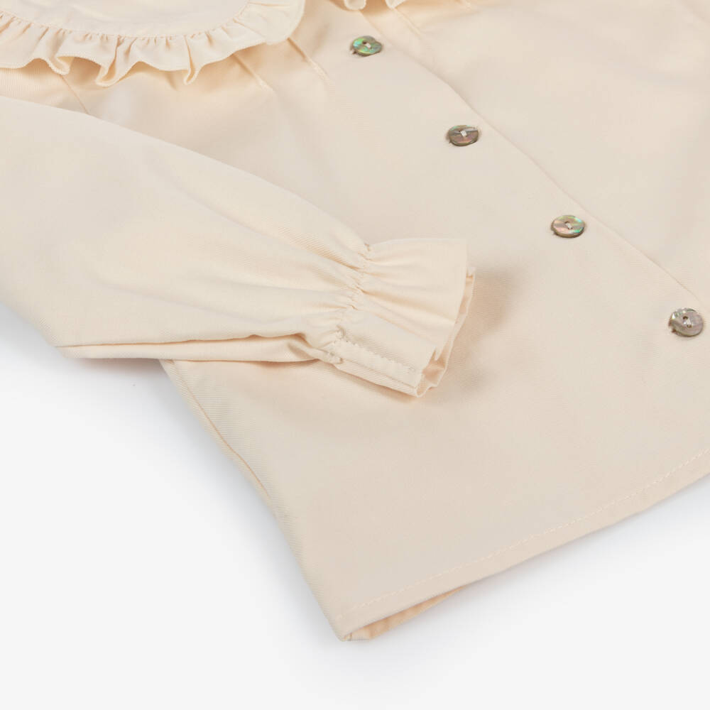 Phi Clothing-Girls Ivory Frilled Neck Blouse | Childrensalon Outlet