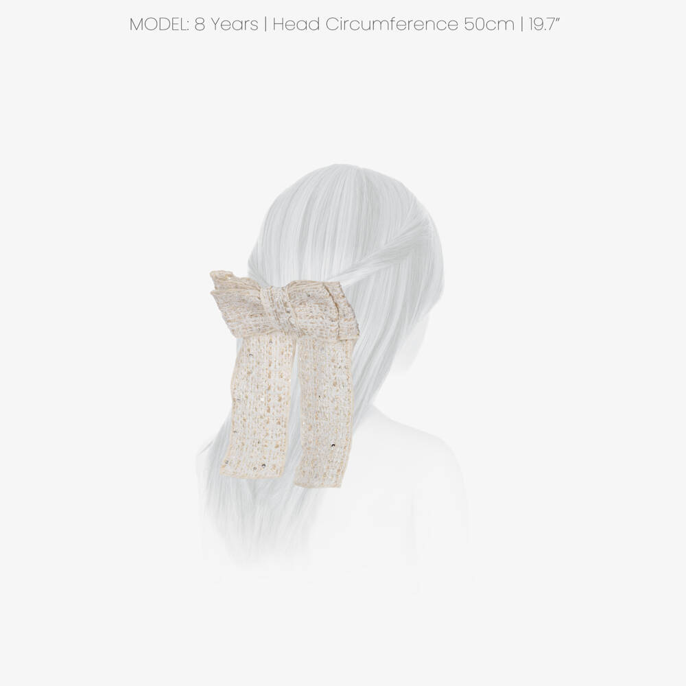 Phi Clothing-Girls Ivory & Gold Tweed Bow Hair Clip | Childrensalon Outlet