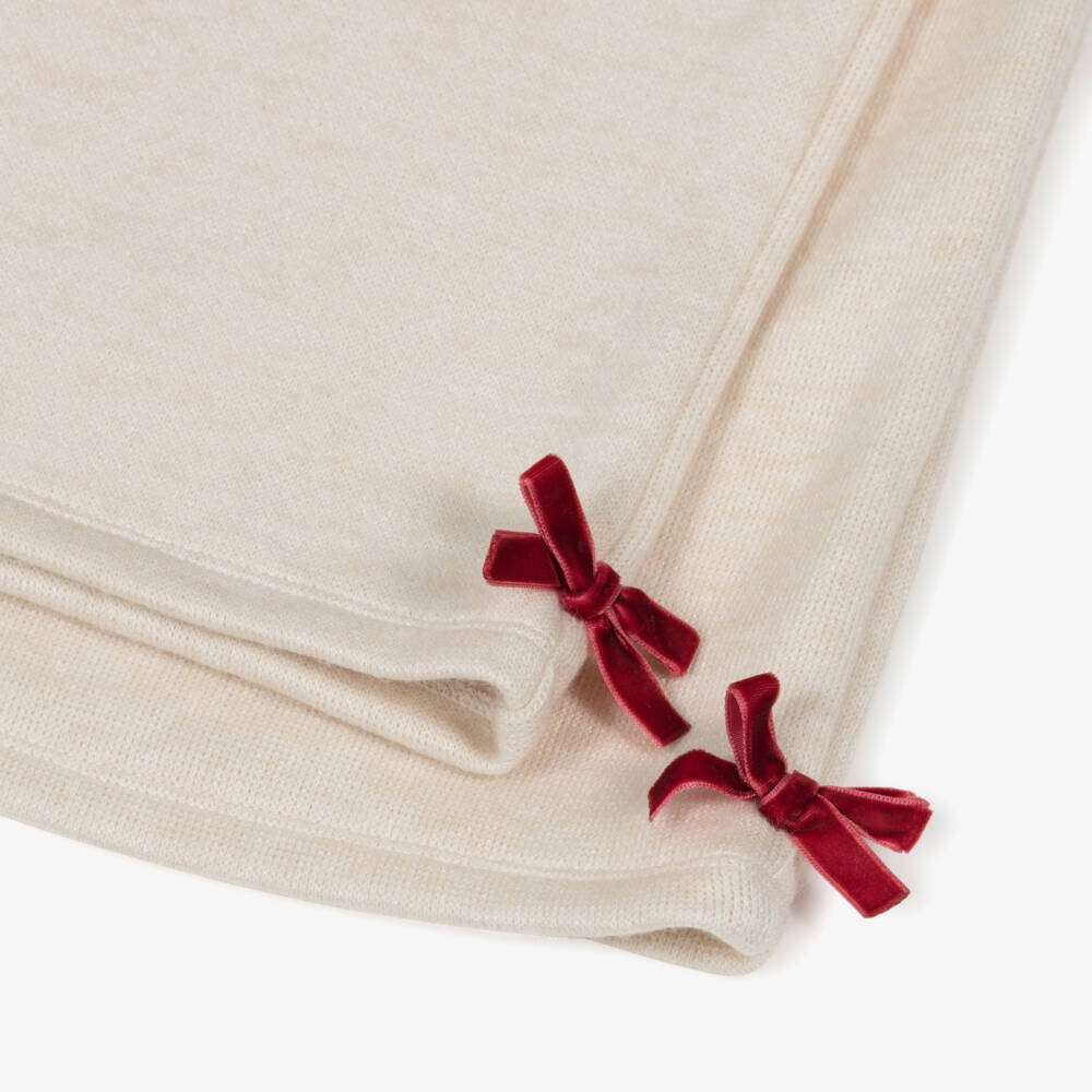 Phi Clothing-Girls Ivory Knitted Trouser Set with Ribbon Ties | Childrensalon Outlet