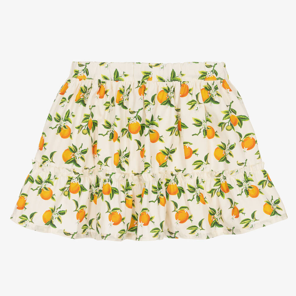 Phi Clothing-Girls Ivory & Orange Cotton Skirt | Childrensalon Outlet