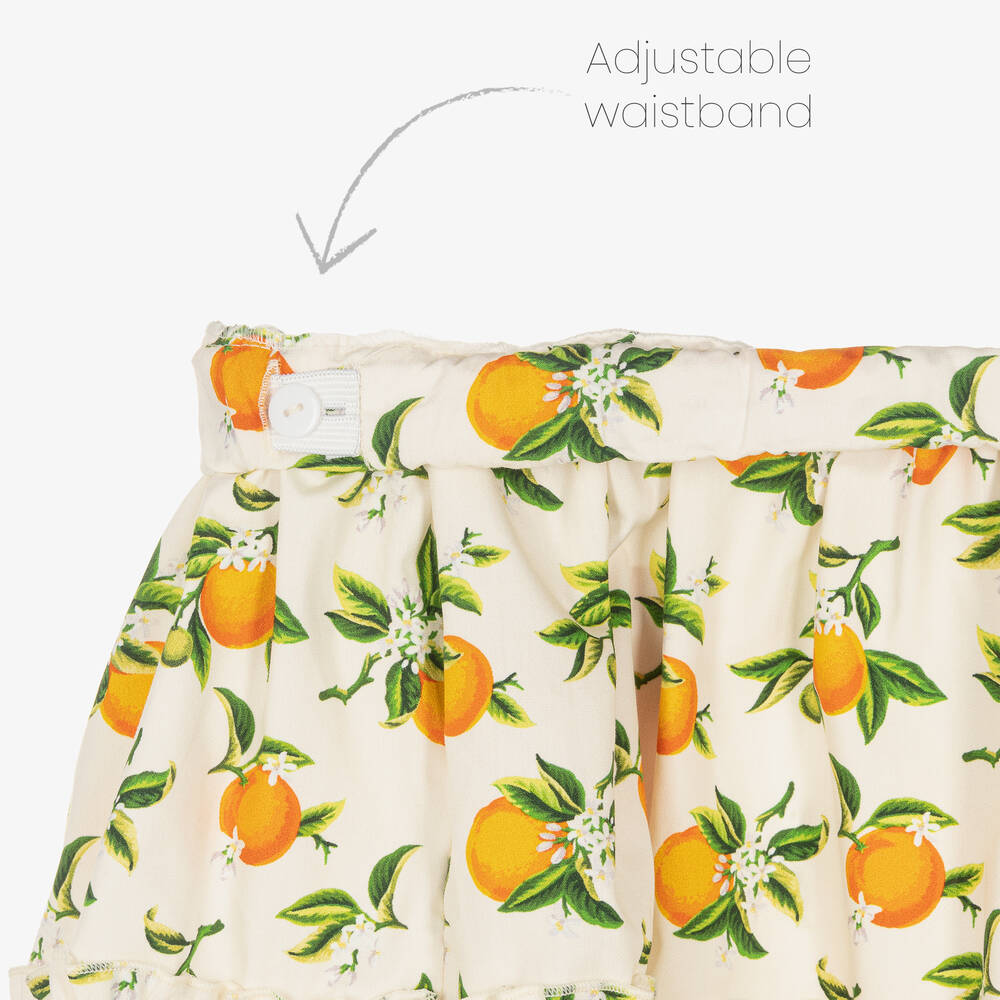Phi Clothing-Girls Ivory & Orange Cotton Skirt | Childrensalon Outlet