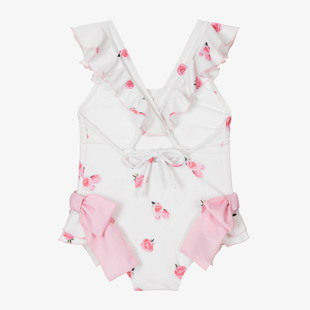 Phi Clothing-Girls Ivory & Pink Rose Swimsuit | Childrensalon Outlet