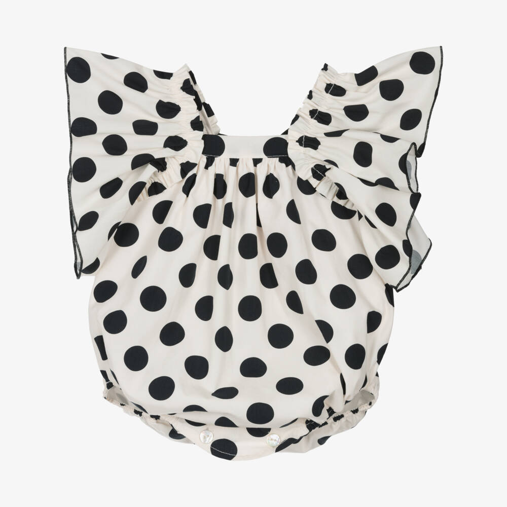 Phi Clothing-Girls Ivory Polka Dot Romper | Childrensalon Outlet