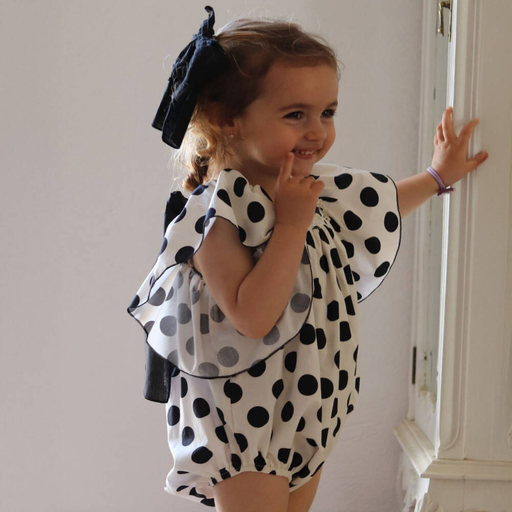 Phi Clothing-Girls Ivory Polka Dot Romper | Childrensalon Outlet