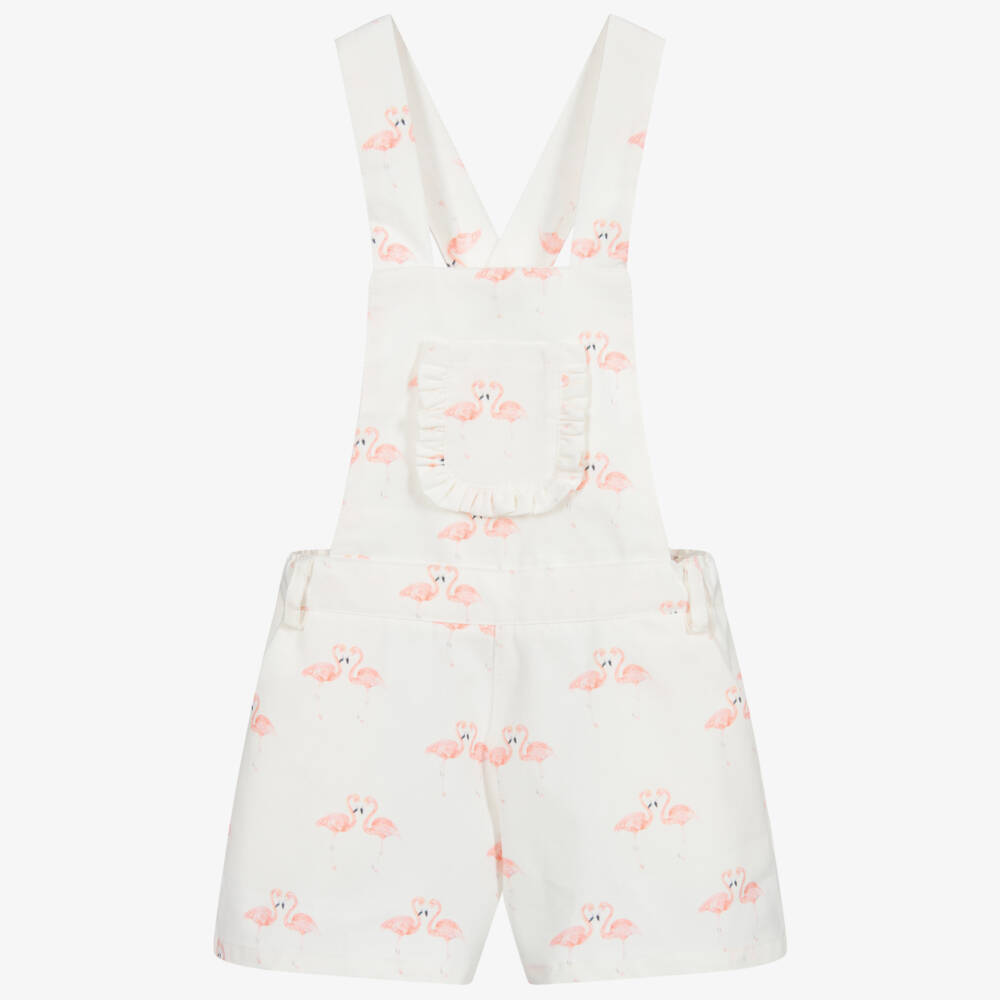 Phi Clothing-شورت دانغريز قطن لون عاجي بطبعة ملونة للبنات | Childrensalon Outlet