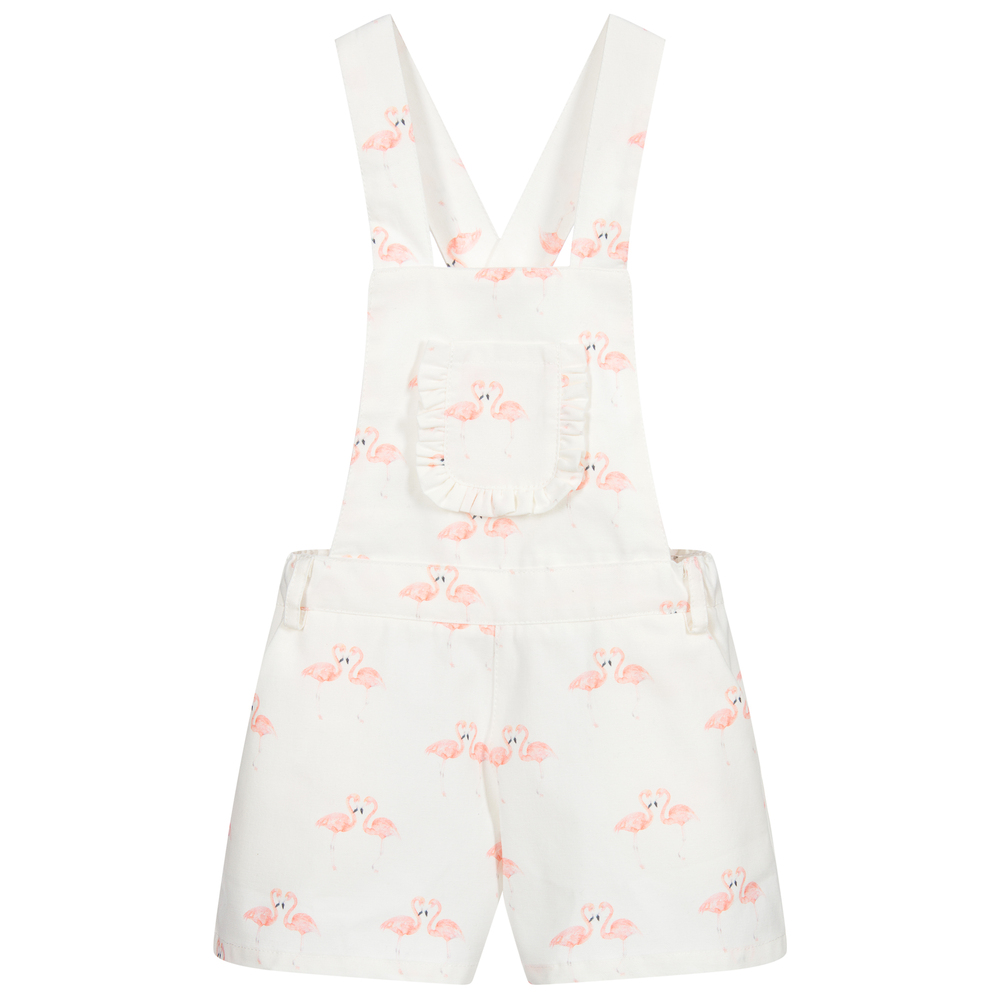 Phi Clothing - Girls Ivory Short Dungarees | Childrensalon