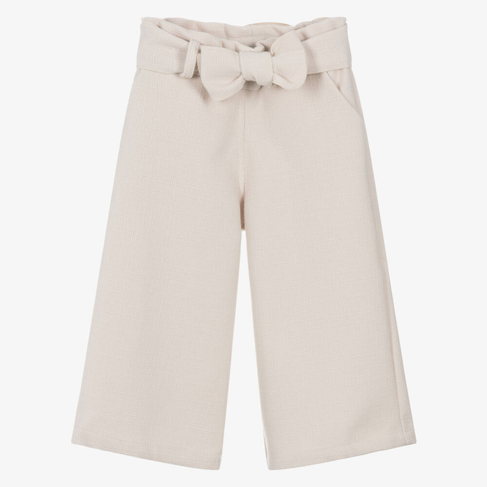 Phi Clothing-Кремовые твидовые кюлоты с поясом для девочек | Childrensalon Outlet