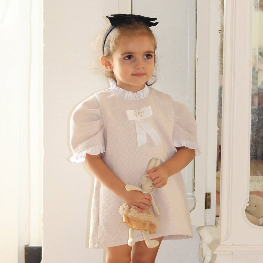Phi Clothing-Girls Ivory Tweed Frock | Childrensalon Outlet