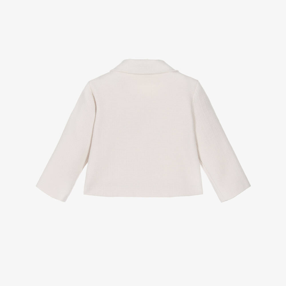 Phi Clothing-Girls Ivory Tweed Jacket with Bows | Childrensalon Outlet