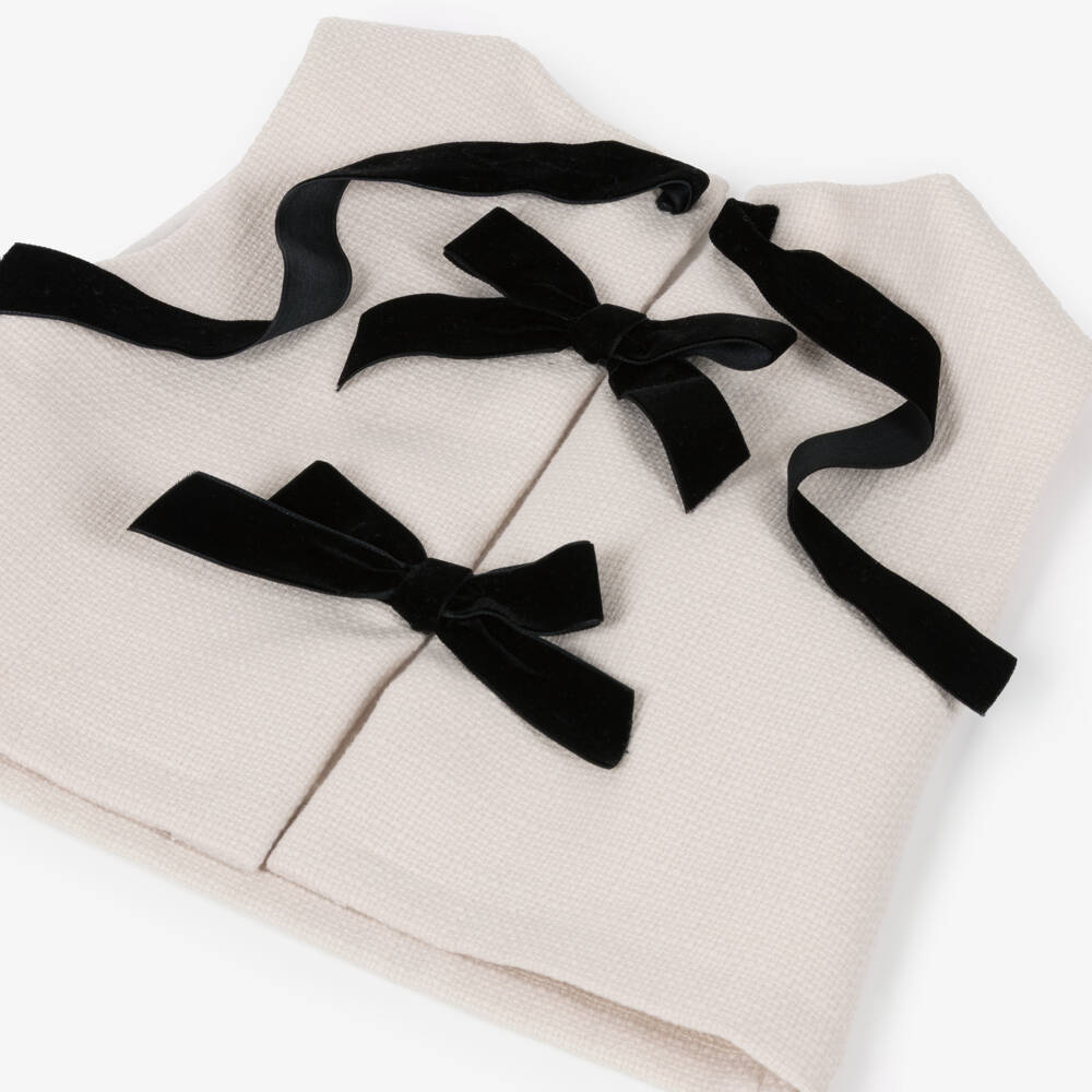 Phi Clothing-Girls Ivory Tweed Top with Bows | Childrensalon Outlet