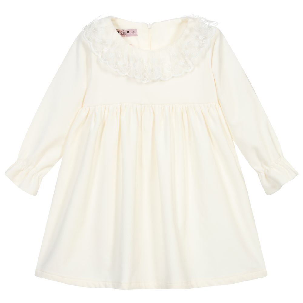 Phi Clothing - Girls Ivory Velvet Dress | Childrensalon