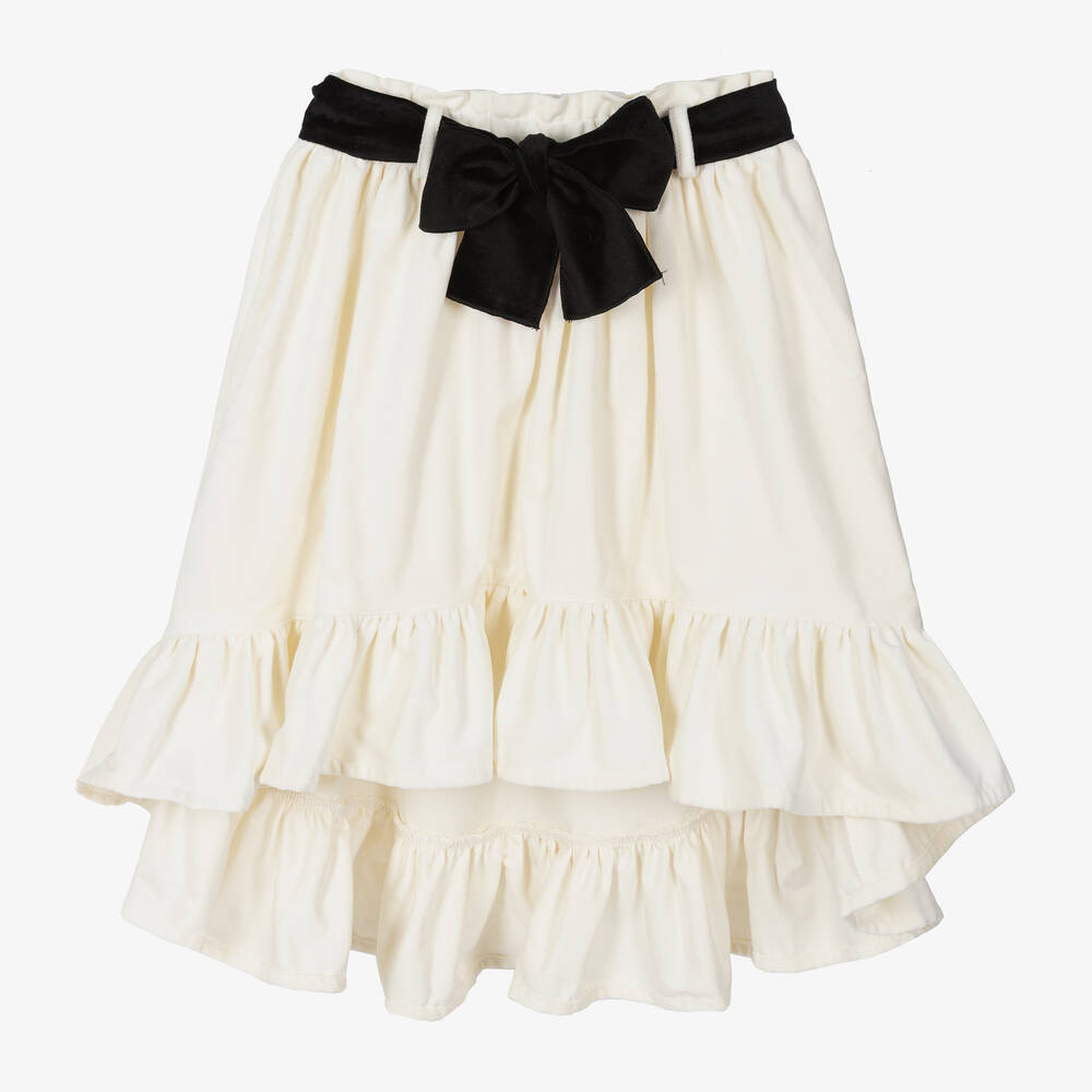 Phi Clothing - Кремовая бархатная юбка с ассиметричным низом | Childrensalon