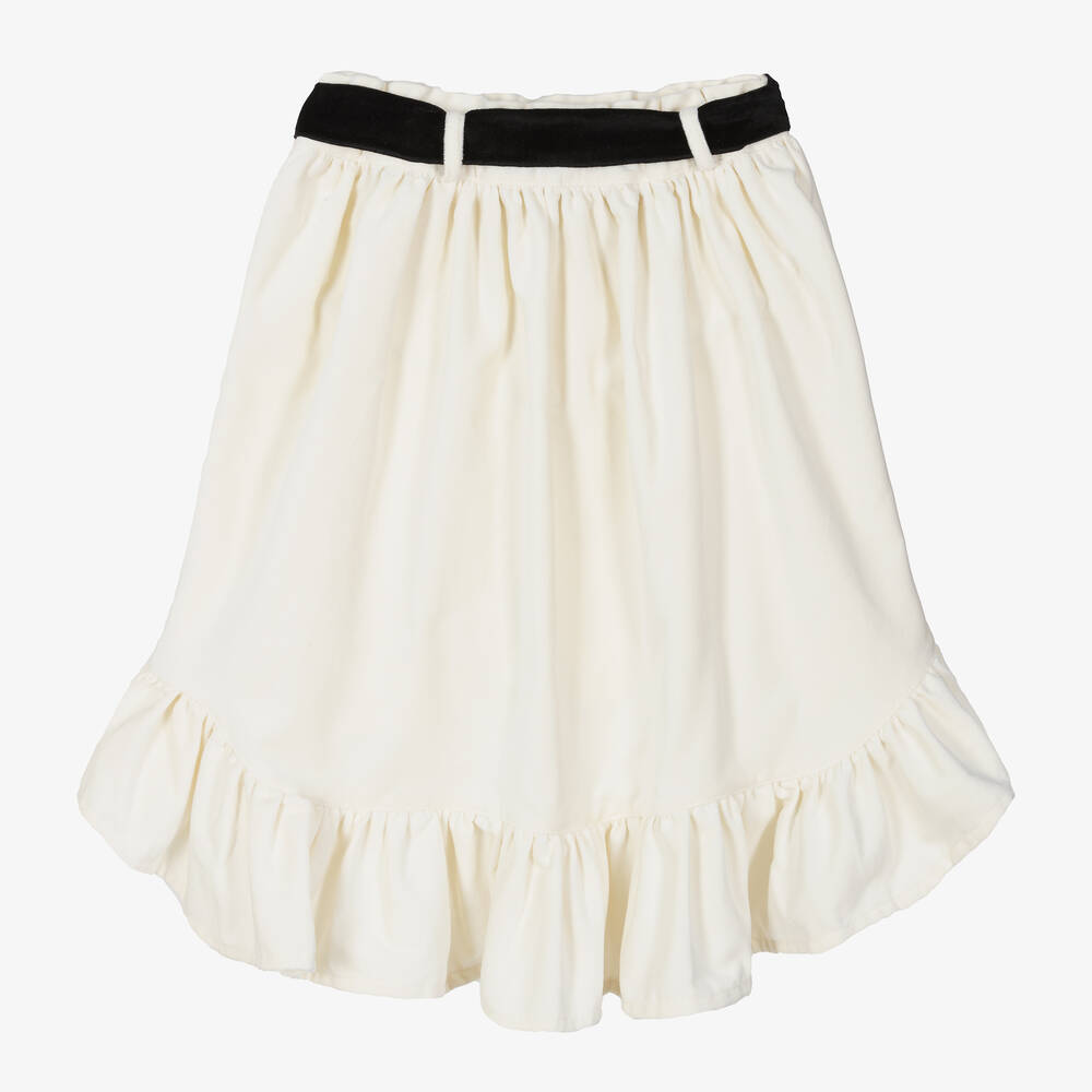 Phi Clothing-Girls Ivory Velvet Waterfall Skirt | Childrensalon Outlet