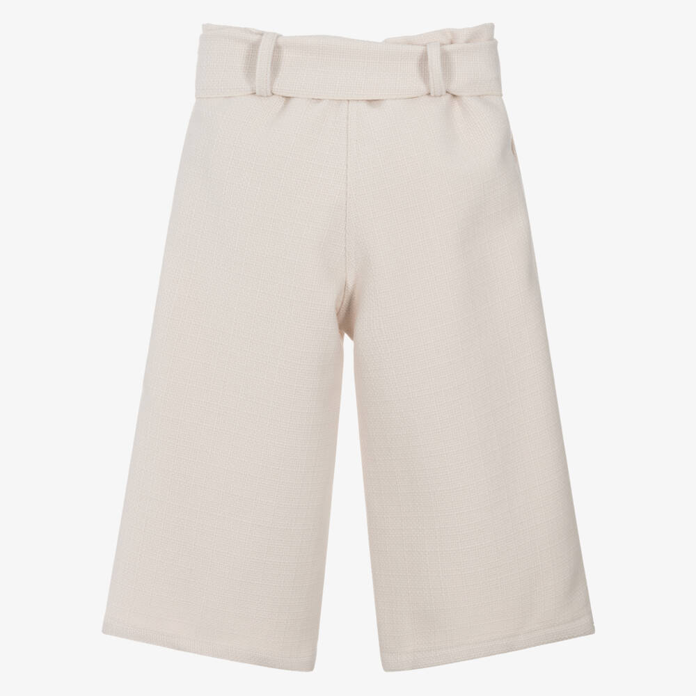 Phi Clothing-Кремовые твидовые кюлоты с поясом для девочек | Childrensalon Outlet