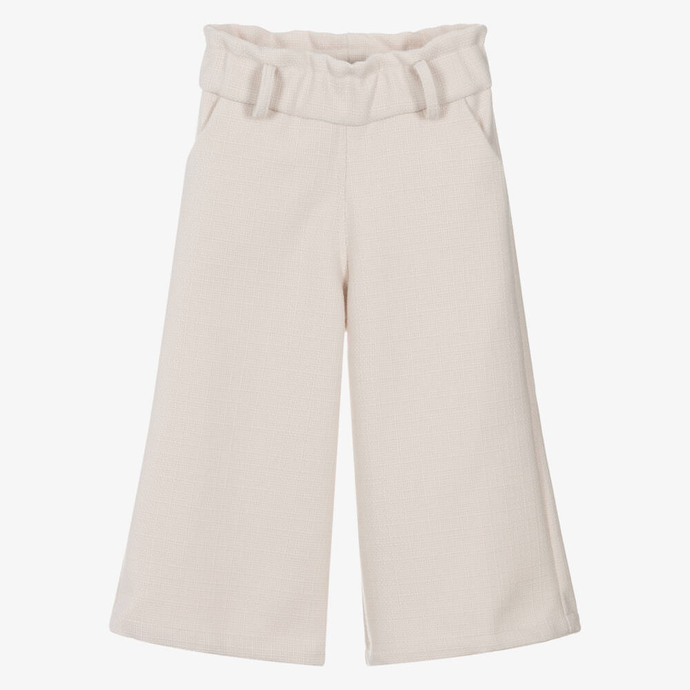 Phi Clothing-Кремовые твидовые кюлоты с поясом для девочек | Childrensalon Outlet