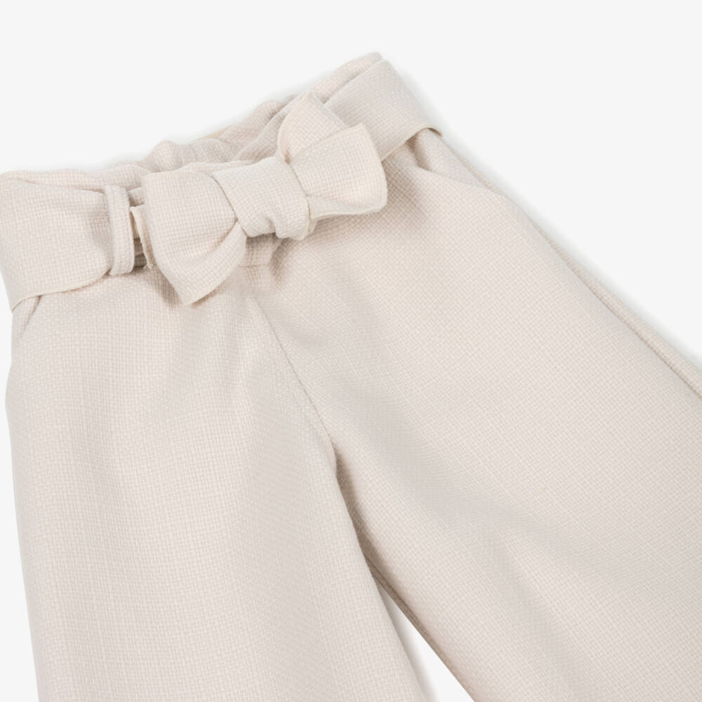 Phi Clothing-Кремовые твидовые кюлоты с поясом для девочек | Childrensalon Outlet