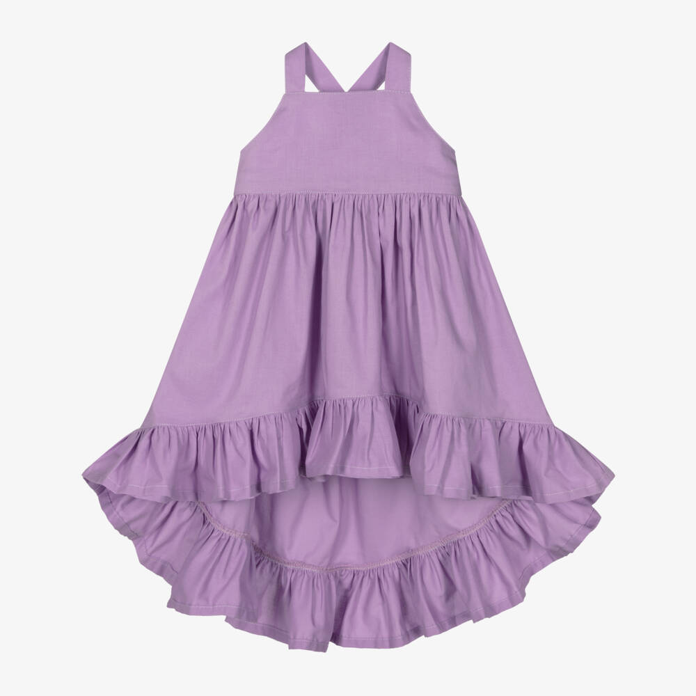Phi Clothing-فستان قطني بطبقات بلون الخزامى للبنات | Childrensalon Outlet
