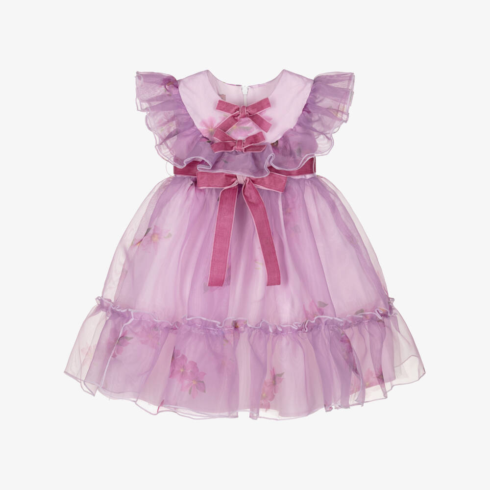 Phi Clothing-Girls Lavender Organza Floral Dress with Ruffles | Childrensalon Outlet