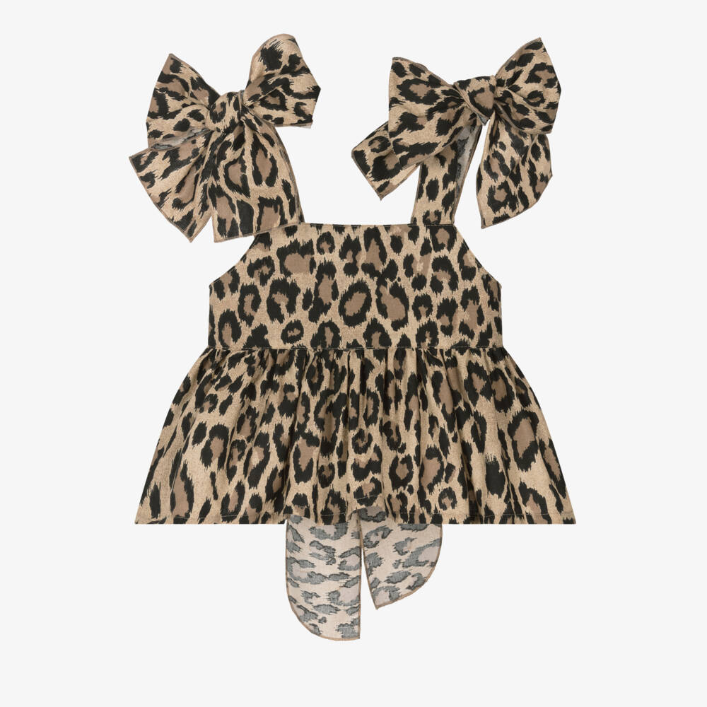 Phi Clothing-Хлопковый топ с леопардовым принтом для девочек | Childrensalon Outlet