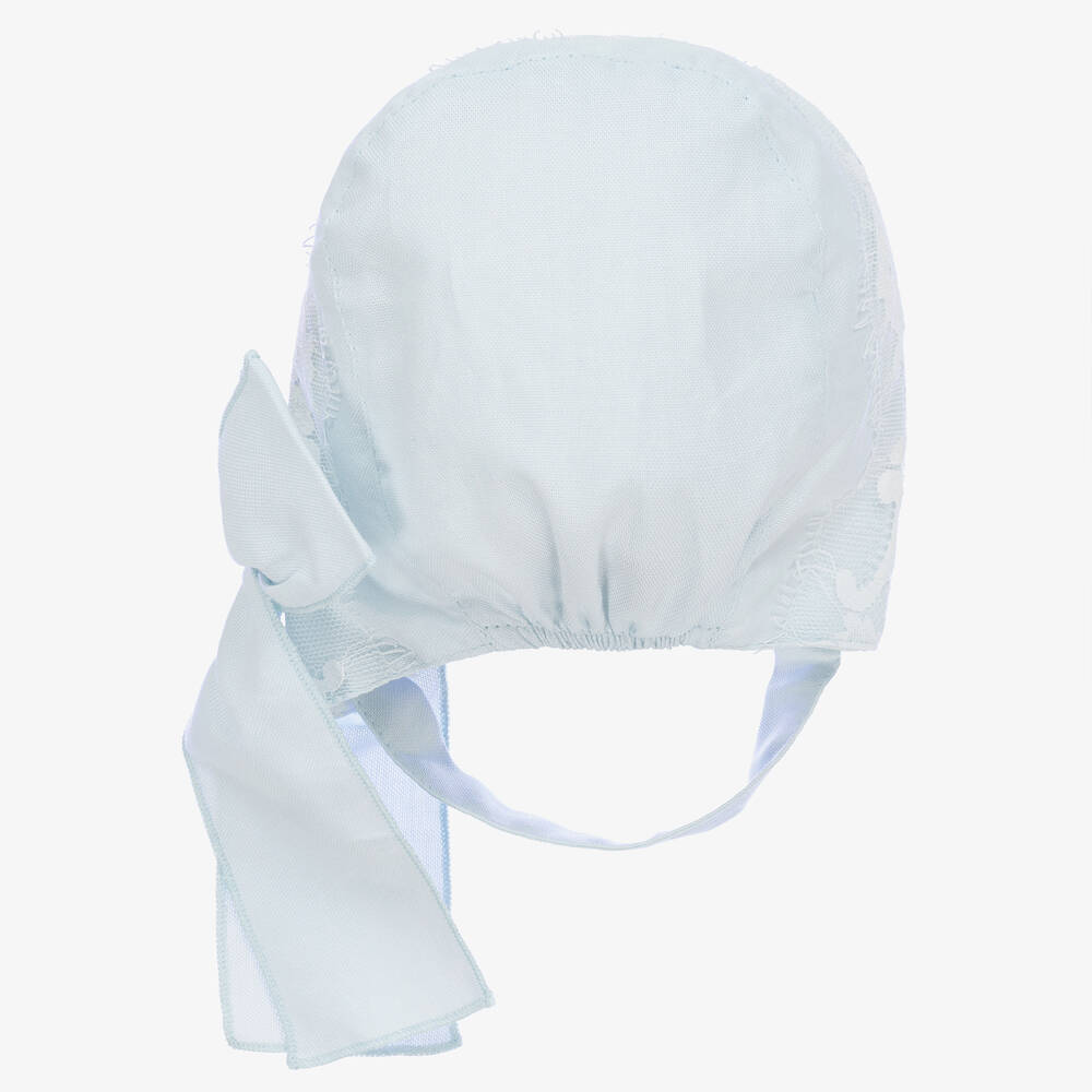 Phi Clothing-Girls Light Blue Cotton & Lace Bonnet | Childrensalon Outlet