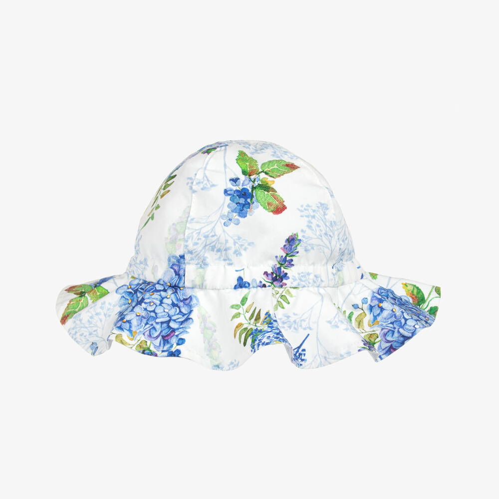 Phi Clothing-Шляпа из хлопка с цветочным узором для девочек в насыщенном синем цвете | Childrensalon Outlet