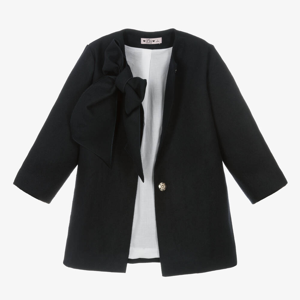 Phi Clothing-Синее пальто из войлока для девочек | Childrensalon Outlet