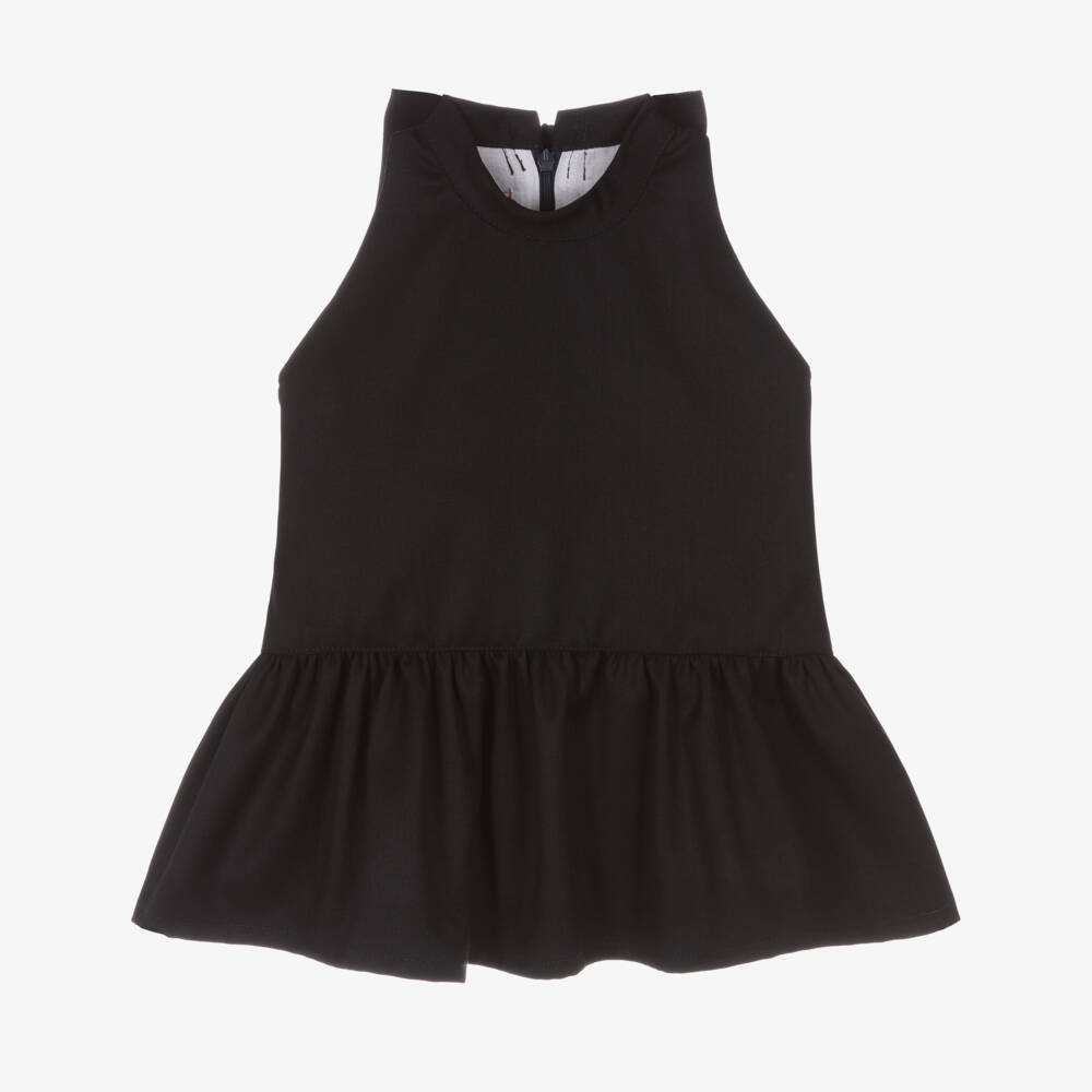 Phi Clothing-Girls Navy Blue Twill Sleeveless Dress | Childrensalon Outlet