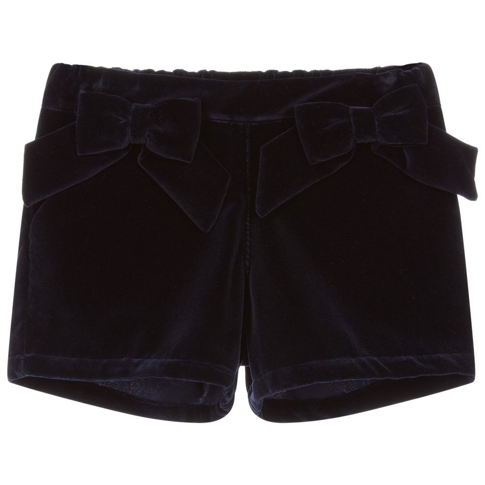 Phi Clothing - Girls Navy Blue Velvet Shorts | Childrensalon